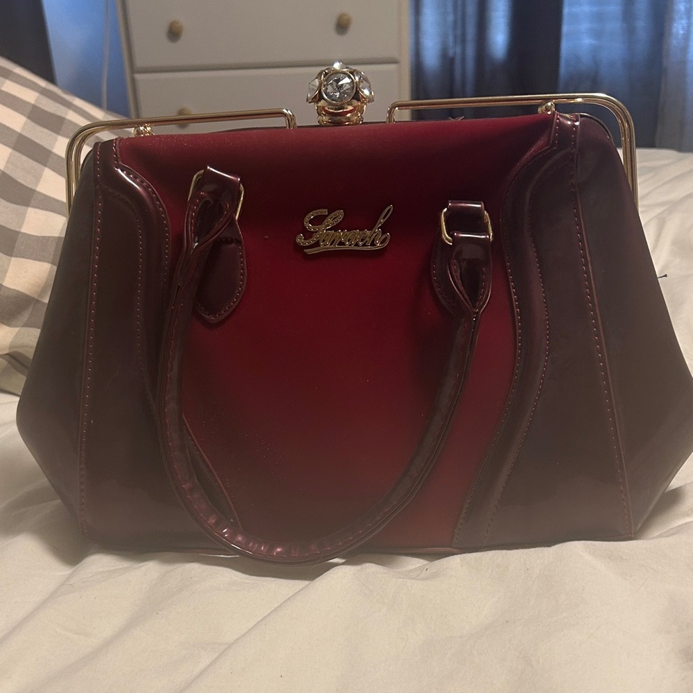 Sara Deep Red and Maroon Satchel